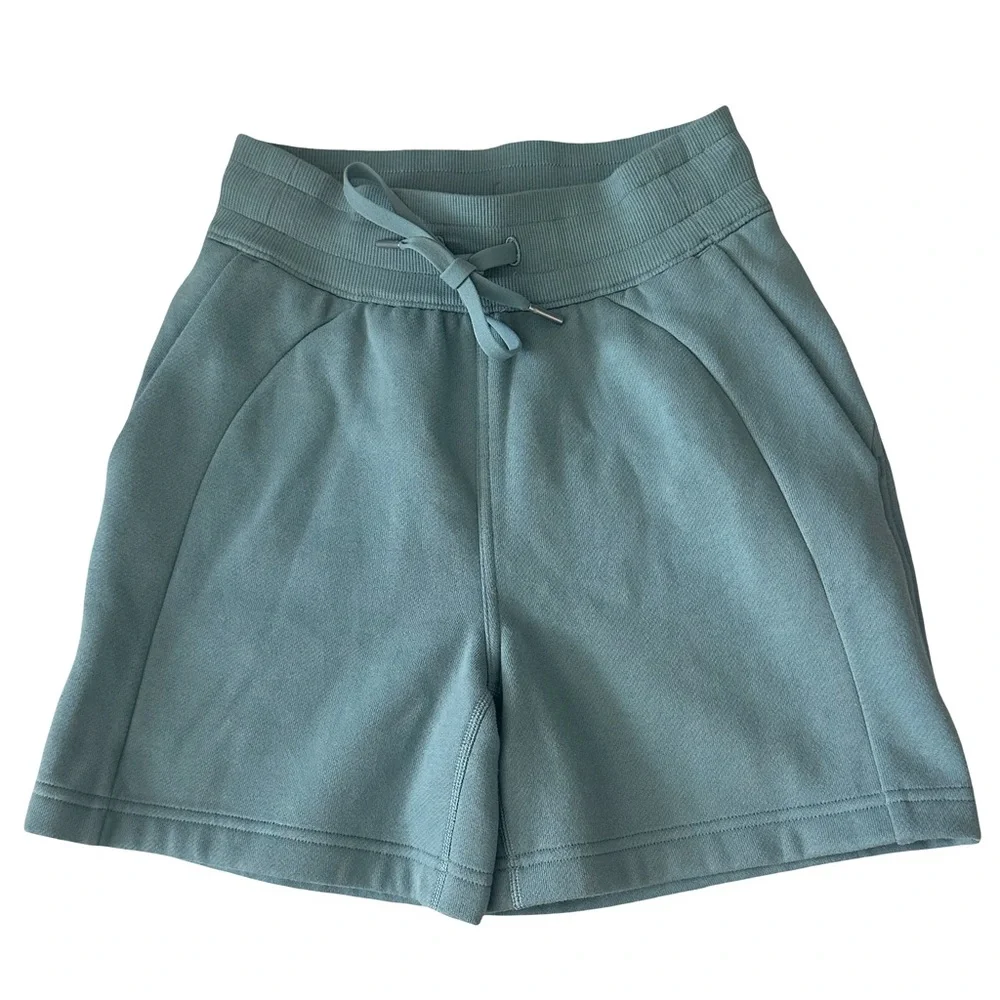 Lululemon Athletica Scuba High Rise Sage Green Athletic Drawstring Waist Shorts